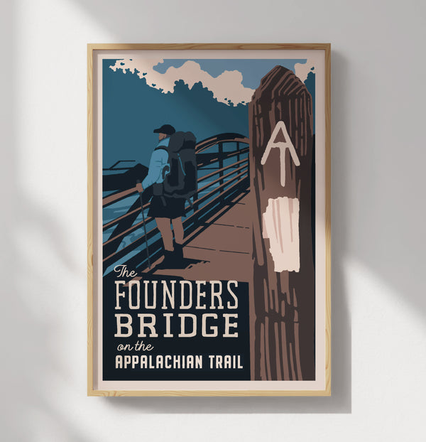 Nantahala Outdoor Center Founder's Bridge with the Appalachian Trail Poster Wall Art