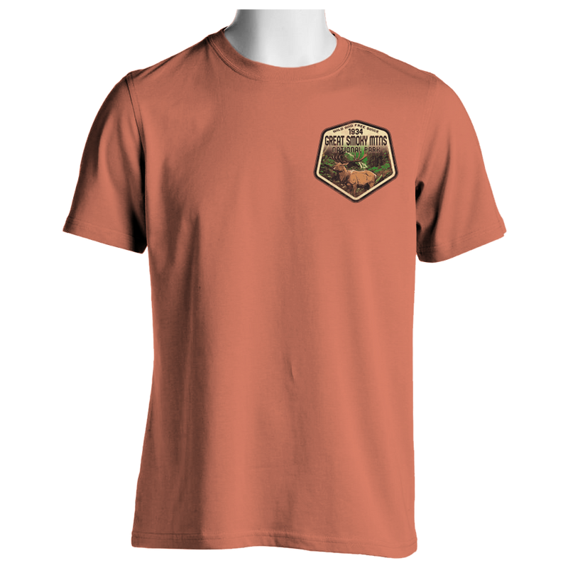 Great Smoky Mountains National Park - Wild and Free Ancestor Elk Shirt Terra Cotta Front