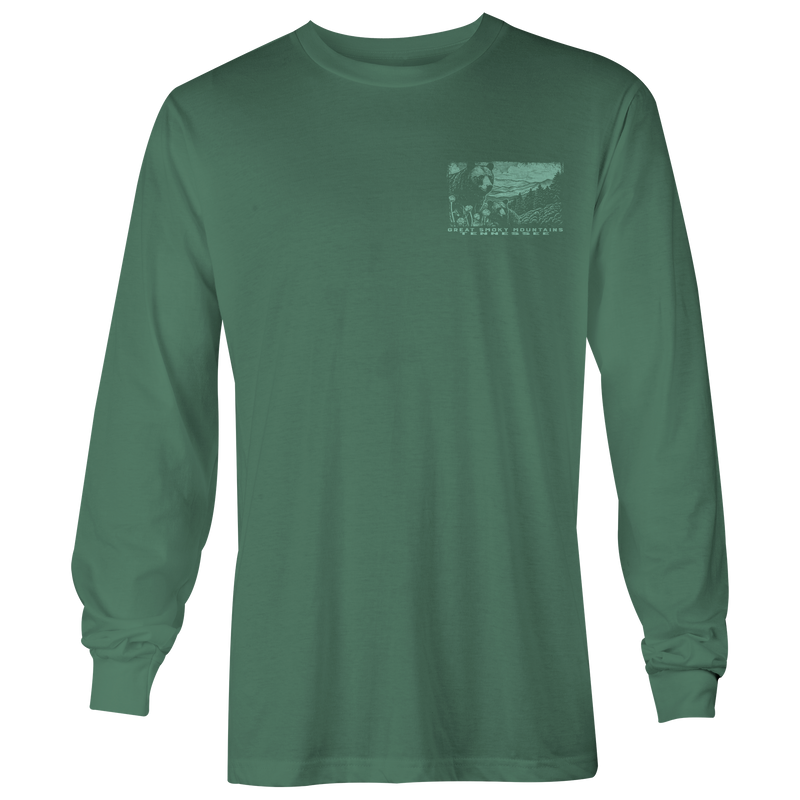 Great Smoky Mountains TN Black Bears Long Sleeve Tee Blue Spruce