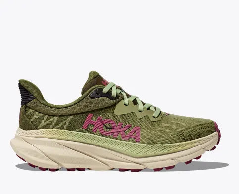 Hoka Womens Challenger 7 Trail Running Shoes Forest Floor Beet Root