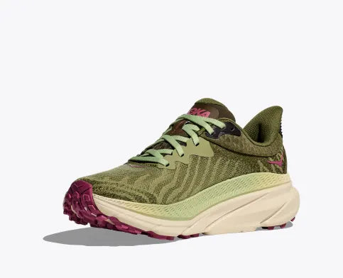 Hoka Womens Challenger 7 Trail Running Shoes Forest Floor Beet Root