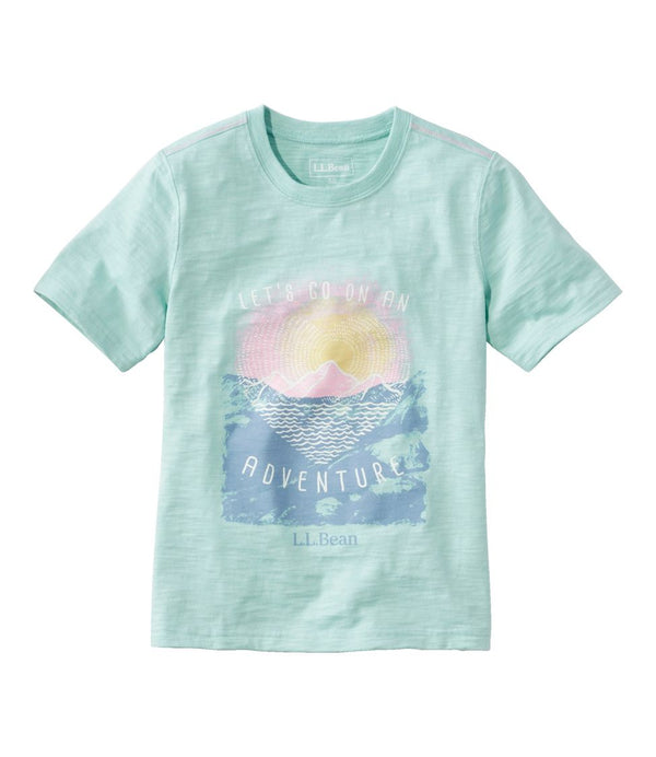 L.L. Bean Kids Glow in the Dark Graphic Tee, Pale Turquoise Adventure