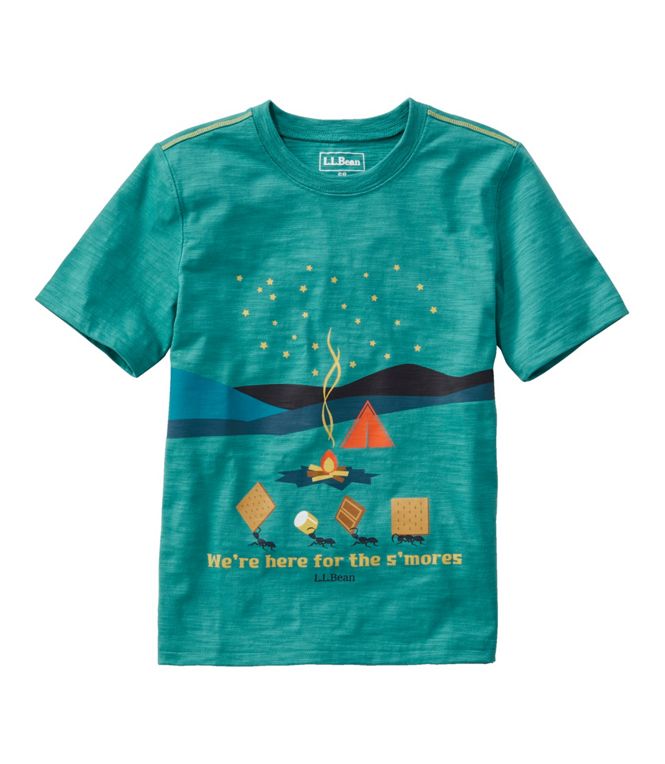 L.L. Bean Kids' Graphic Tee, Glow-in-the-Dark Blue-Green Smores