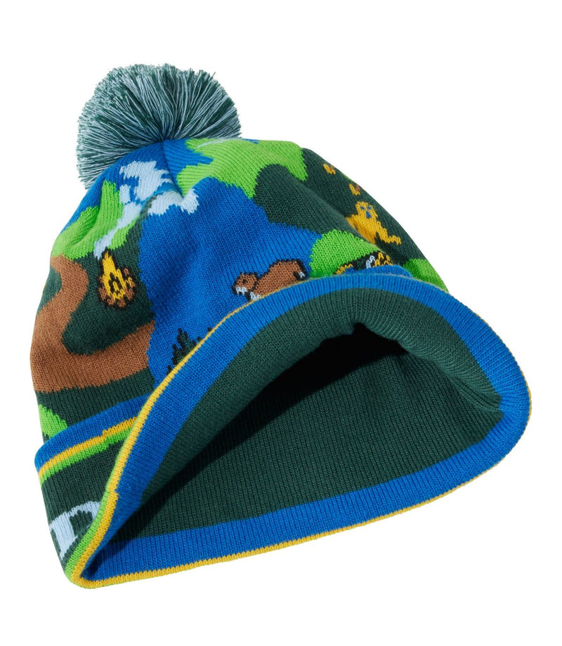 L.L. Bean Kid's Bean Pom Hat Deep Green Landscape Interior