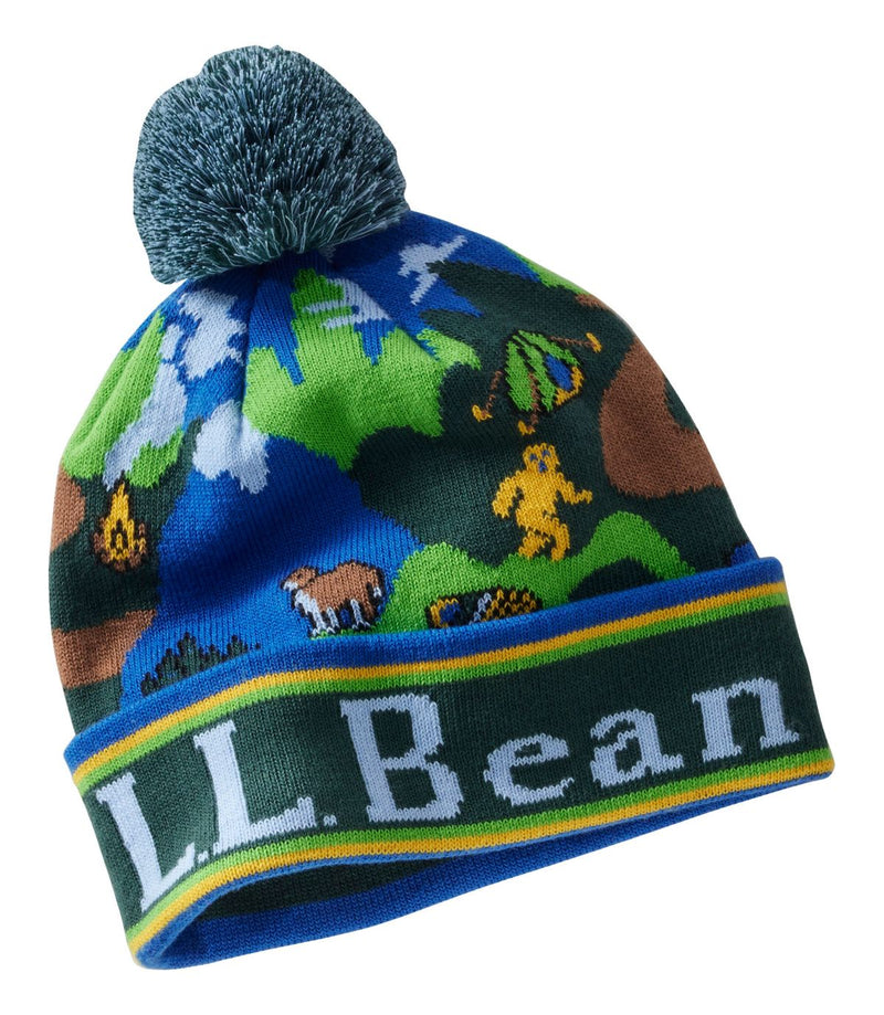 L.L. Bean Kid's Bean Pom Hat Deep Green Landscape