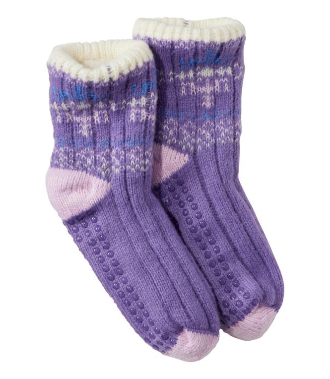 L.L. Bean Kid's Cozy Gripper Sock Purple Crocus Fairisle