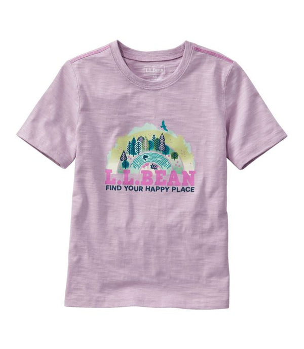 L.L. Bean Kids Glow in the Dark Graphic Tee, Lavender Ice Happy Place