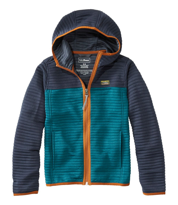 L.L. Bean Kid's Airlight Full-Zip Hoodie Colorblock Deep Turquoise