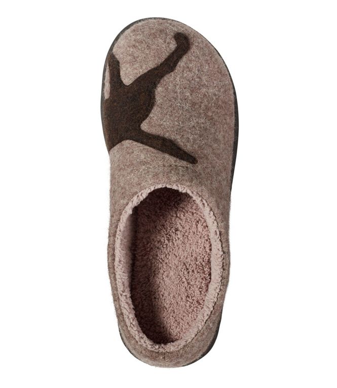 L.L. Bean Women's Daybreak Scuff Motif 2 Dusty Olive Forest Friends Taupe Chocolate Dog Top