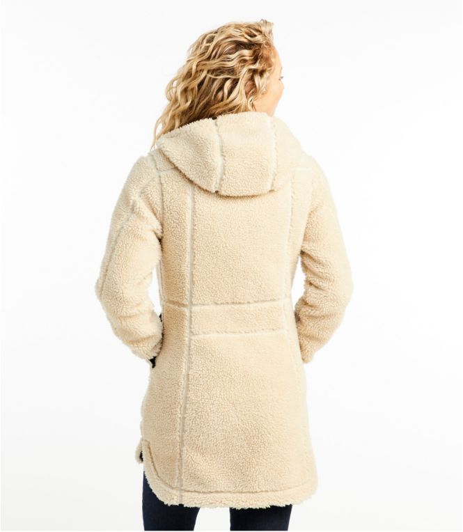 L.L. Bean Women's Mountain Pile Fleece Coat Natural