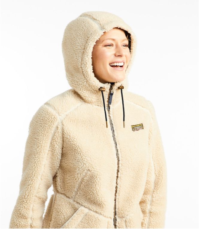 L.L. Bean Women's Mountain Pile Fleece Coat Natural