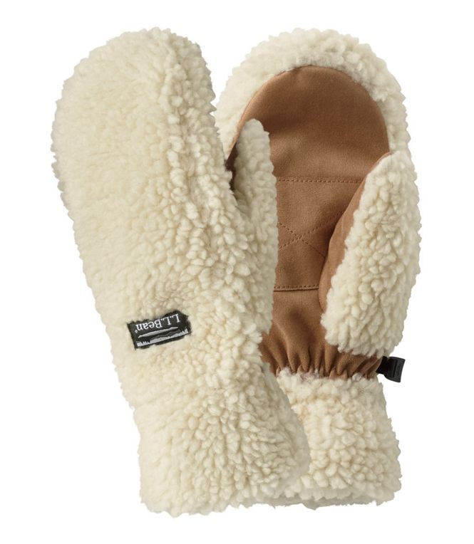 L.L. Bean Women's Mountain Pile Fleece Mittens Natural