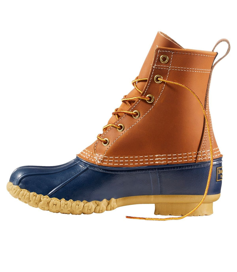L.L. Bean Women's Bean Boots, 8 inch Tan Bright Navy Gum