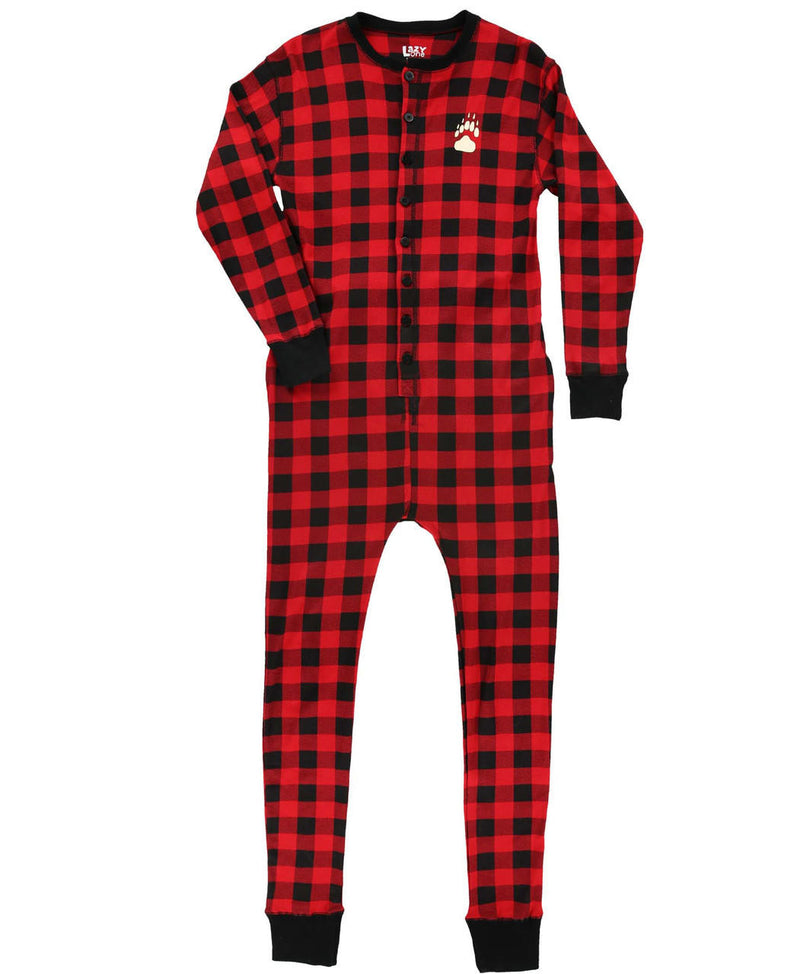 Lazyone Adult Flapjack Onesie Bear Cheek Plaid Front