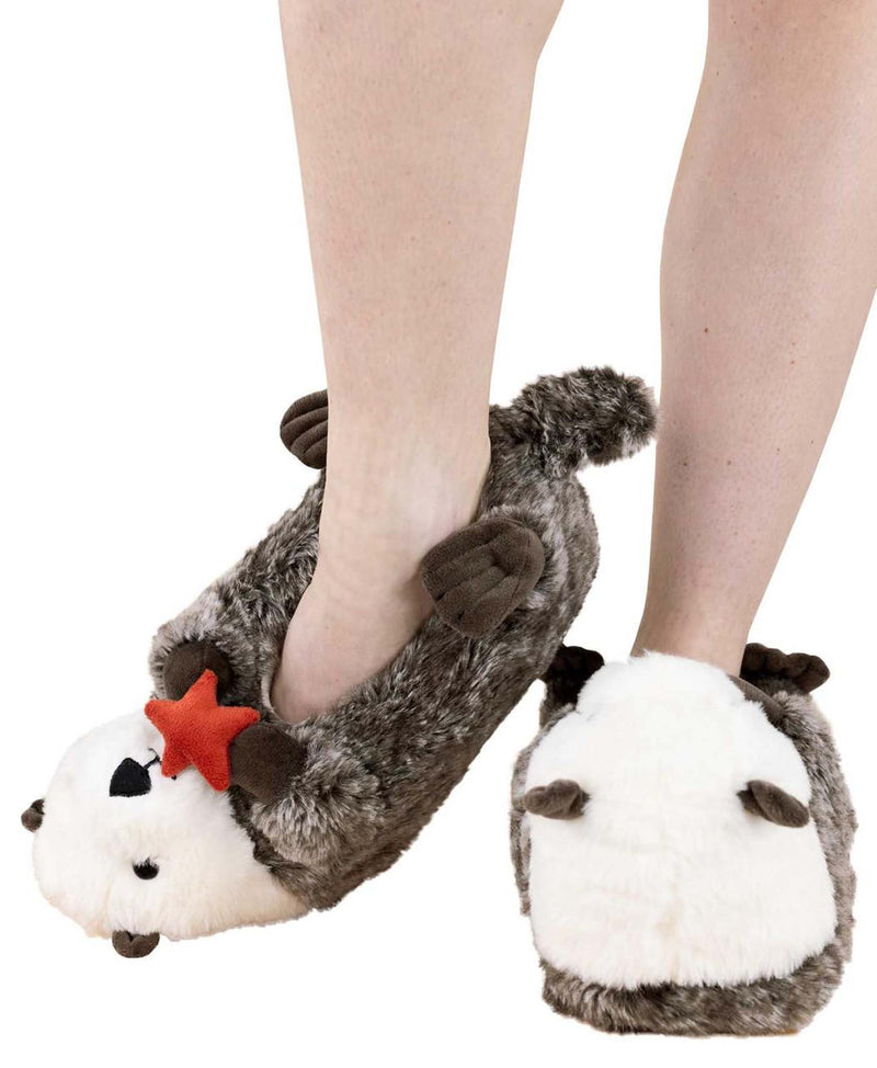 Lazyone Critter Slippers Otter On Feet