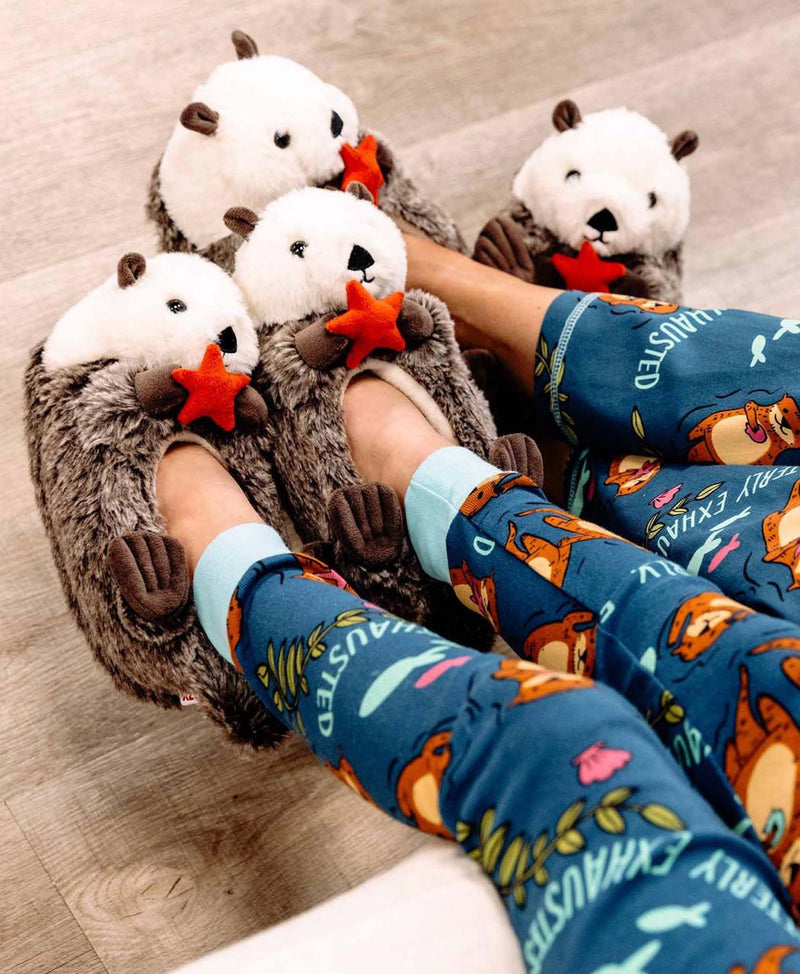 Lazyone Critter Slippers Otter On Feet