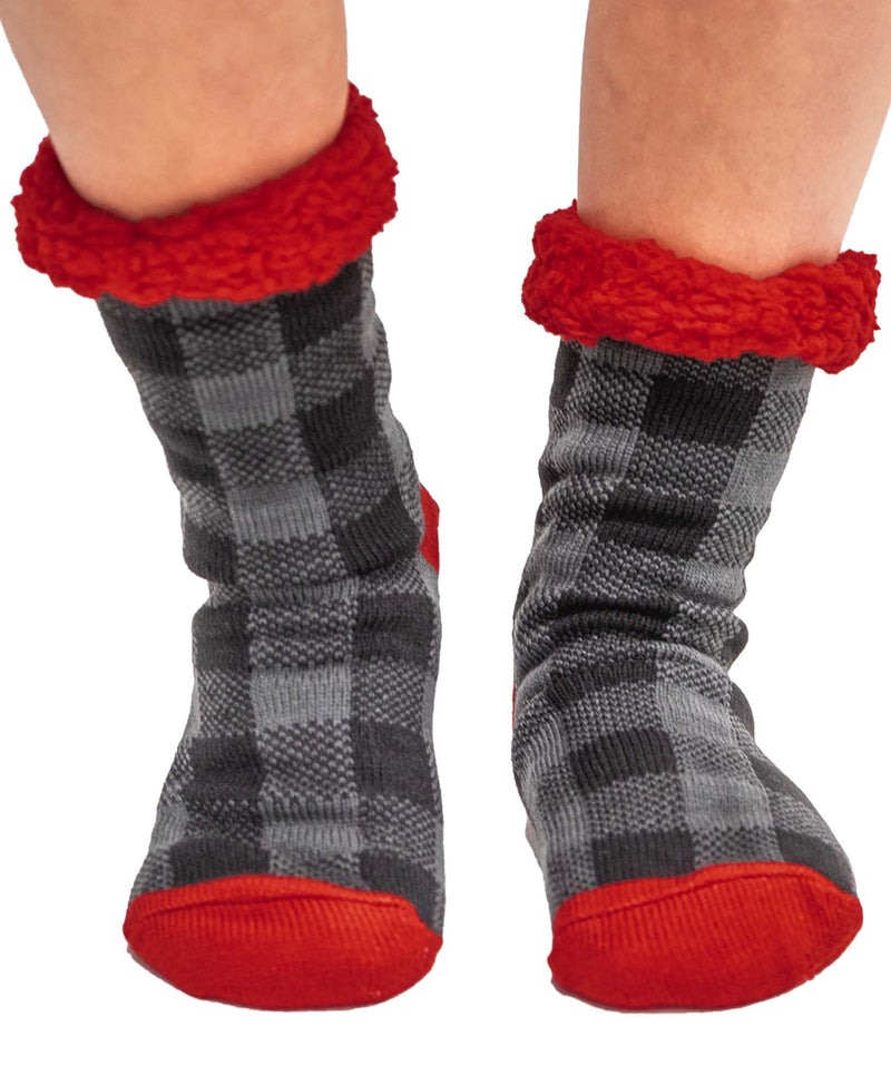 Lazyone Grey Plaid Plush Socks