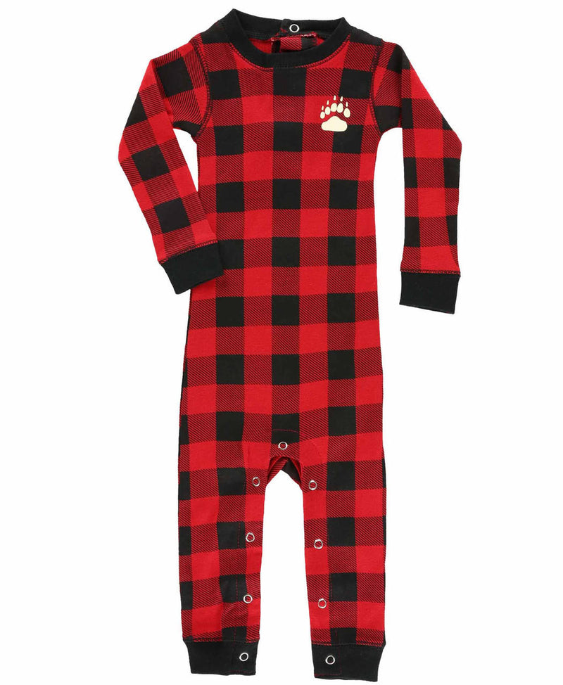 Lazyone Infant Bear Cheeks Plaid Flapjack Onesie Front