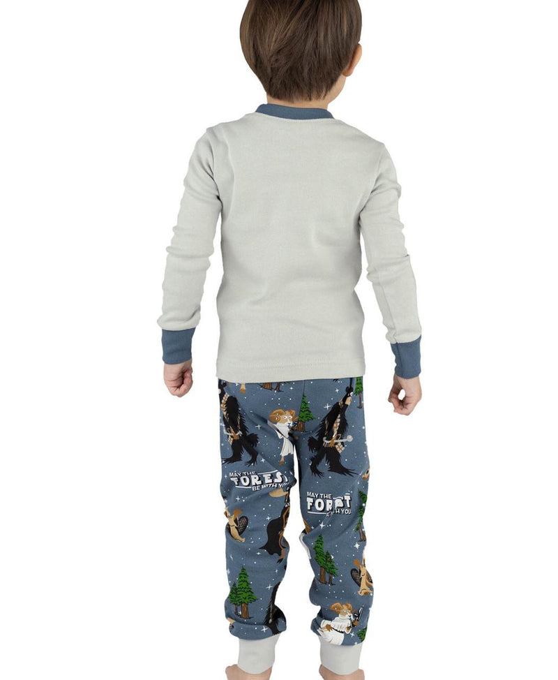 Lazyone Kid's May The Forest Be With You PJ Set On Model Back