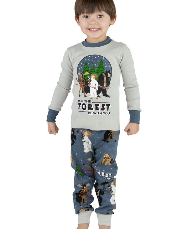 Lazyone Kid's May The Forest Be With You PJ Set On Model Front