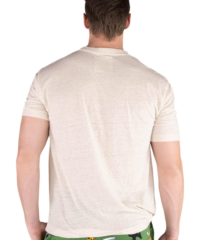 Lazyone Men's Sleep Tee Plain Oatmeal Back