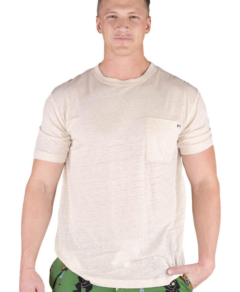 Lazyone Men's Sleep Tee Plain Oatmeal