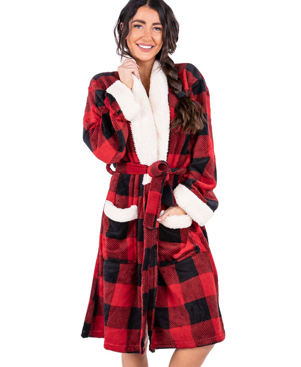 Lazyone Women's Robe Moose Plaid