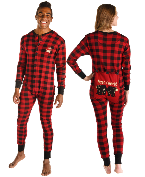 Lazyone Adult Plaid Onesie Flapjack, BEAR CHEEK PLAID