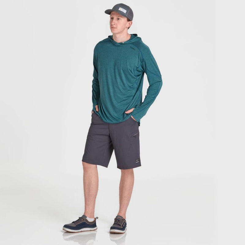 NRS Men's Silkweight Hoodie Mediterannea On Model