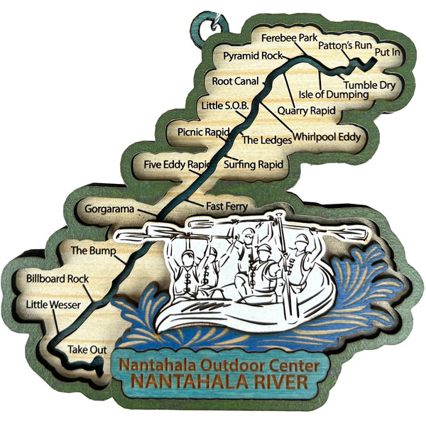 Tim Weberding Nantahala River Map Wood Ornament