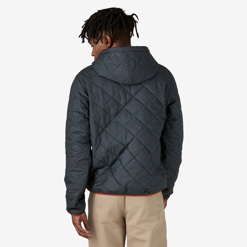 Patagonia Men's Diamond Quilted Bomber Hoody Smolder Blue On Model Back