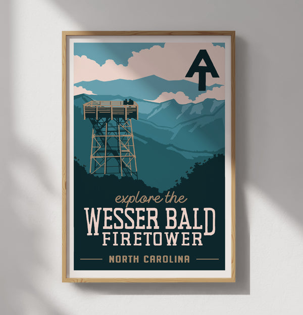 Explore Wesser Bald Fire Tower on the Appalachian Trail Wall Art Poster