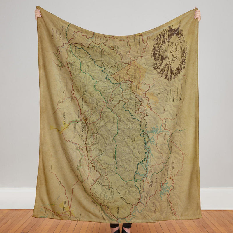 Great Smoky Mountain National Park Map Blanket